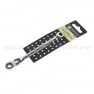 Ключ комбинированый ER-61008H трещоточный шарнирный 8мм (на держателе) ЭВРИКА 10/240